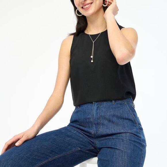 J. Crew Button Back Top Shell Tank Minimalist Black NWT Size 2X - Picture 1 of 9